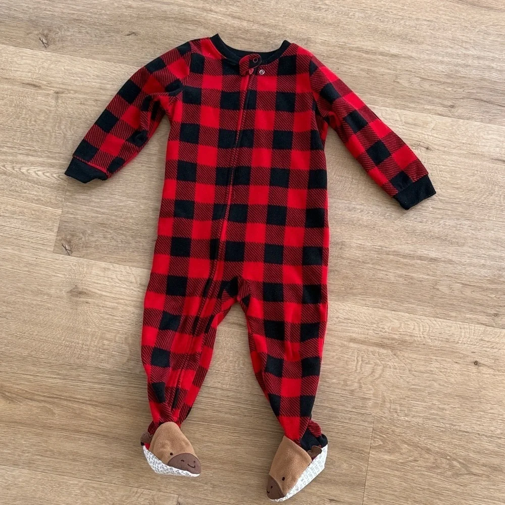 Carter’s One Piece Plaid Print Reindeer Loose Fit Long-Sleeve Sleep